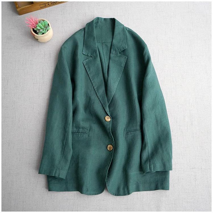 High-End Women's Cotton Linen Long Sleeve Suit Jacket - Age-Reducing Spring/Autumn Fashion