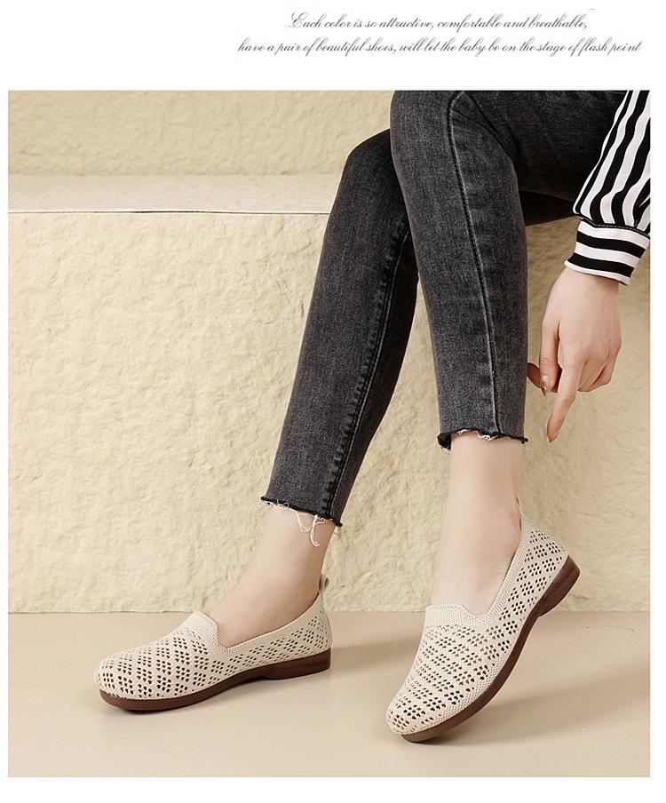 Shoes for Women, One Foot Mesh Shoes, Bean Shoes, Soft Soled Women's Sandals, Flat Bottomed Breathable Mom Shoes, Women's Shoes