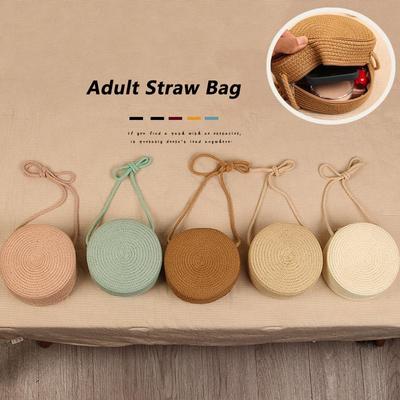Fashion Round Straw Bags for Women Summer Woven Beach Bag Handmade Crossbody Shoulder Bag Bohemia Messenger Bag Handbag
