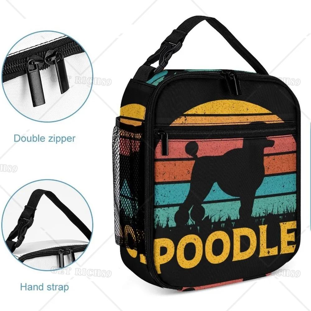 Poodle Dog Print Rectangular Lunch Bag Insulated Portable Lunch Box Tote Bags For Adults Men Women Travel Picnic Office Gifts