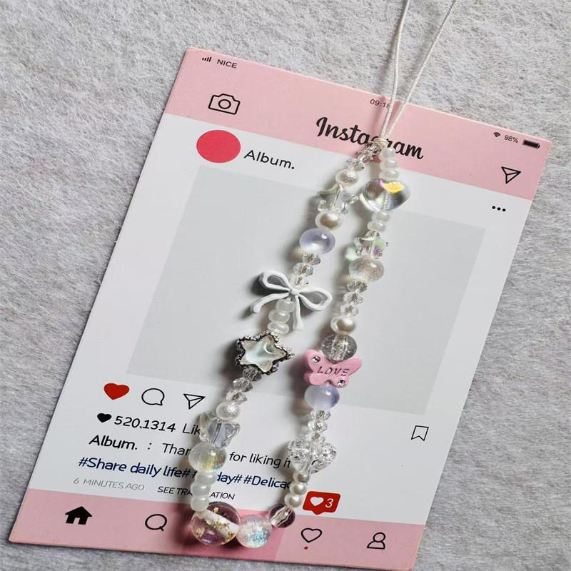 Pvc Butterfly Star Phone Lanyard With Beaded Design For Women And Men