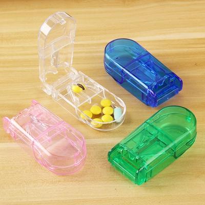 Pill Cutter Storage Box with Sharp Blade Food Grade BPA Free Easy To Use Compact Size Portable Tablet Dispenser Pill Splitter
