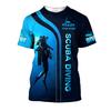 Custom Name 3D Print Diver T Shirts Tops Summer Short Sleeve Casual Scuba Diving Tshirt for Men Clothes Mens Shirts