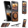 Higth Quality Busine Sle Magnetic Wireless Charging Phone Case for Samsung Galaxy Z Flip 7 6 5 360° Rotating Holder Leather Cover