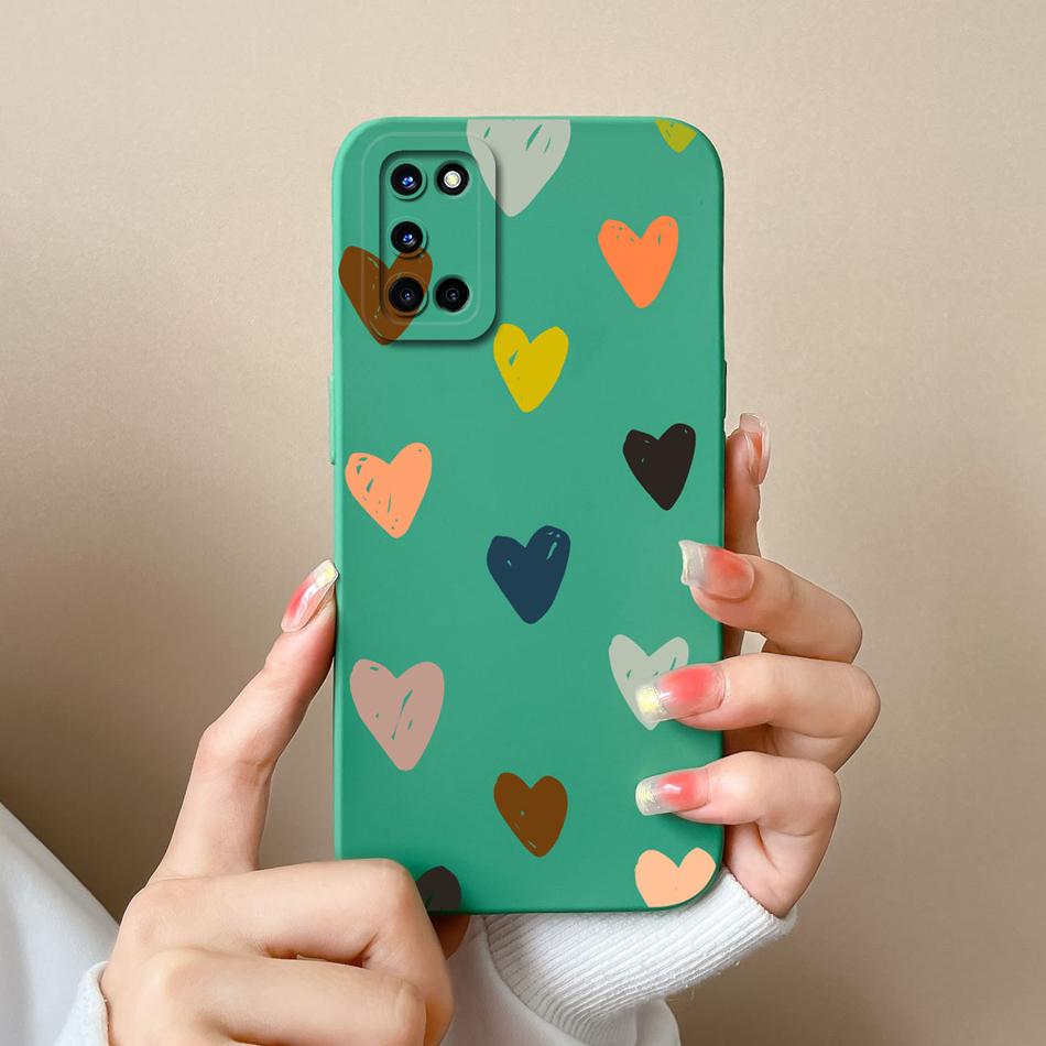 For Oppo A52 A72 A92 Case Butterfly Heart Simple Back Cover Soft Liquid Silicone Funda Camera Protection Anti Drop Phone Housing