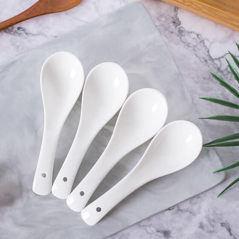 Xiwei White Ceramic Soup Spoons