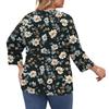 Women's Print Round Neck Plus Size Tops 3/4 Sleeves Elegant Shirt Tops