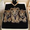 Little Lion Pattern Flannel Blanket, High Quality Comfortable for All Seasons, Home Decor, Warmth and Comfort, Perfect for Gifts.