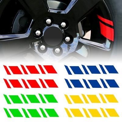 6 ks Reflexní Samolepka na Ráfek Kola Auta Vinylová Přesně Řezaná Nálepka Lepidlo Aktivované Tlakem Auto Červené Příslušenství Nálepky na Auto