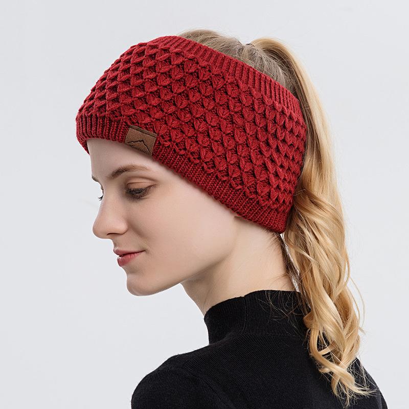 Mode femmes tricoté bandeau hiver chaud élastique casque chapeau femme à large bord cheveux accessoires Plus polaire cheveux bandeaux