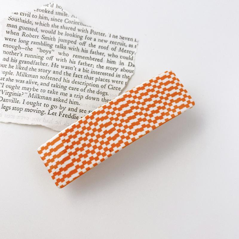 

Trendy 85cm Acetate Spring Hair Clip For Women Modern Minimalistic Accessory Hair Orange Check