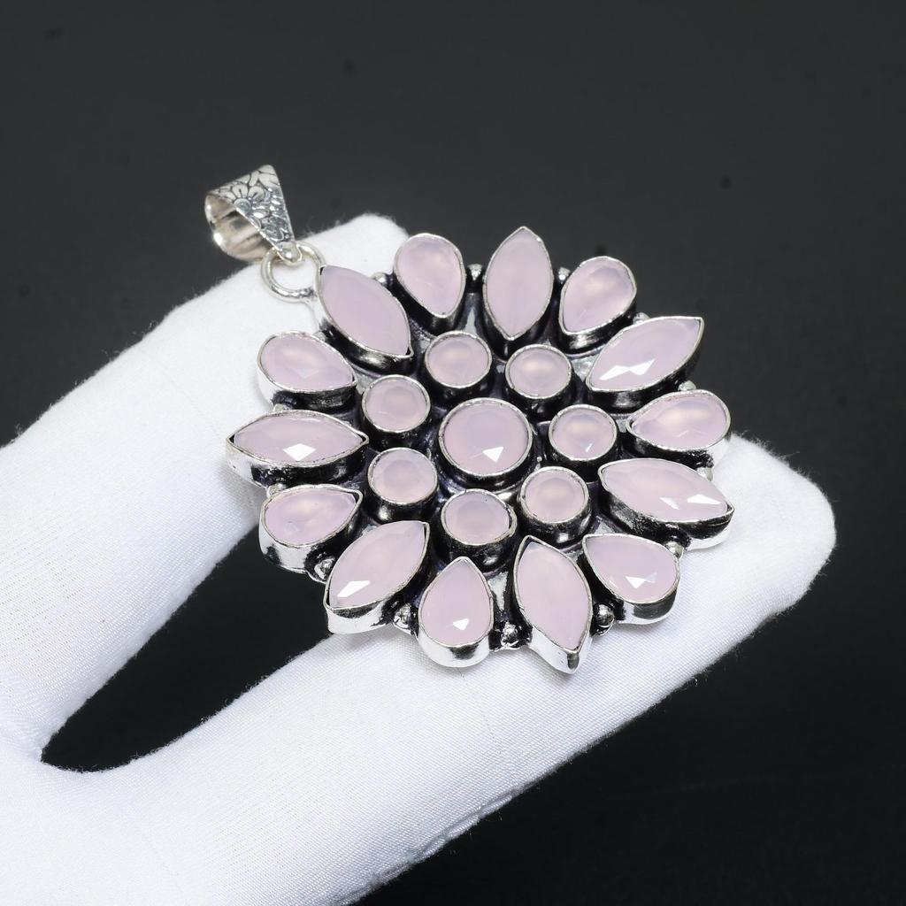 Schwarzer Spinell Edelstein Handgemacht 925 Sterling Silber Schmuck Anhänger Schwarzer Spinell Blumen Design Anhänger Schwarzer Spinell Schmuck für Geschenke