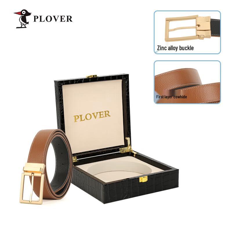 PLOVER Men s Top-Grain Leather Belt with Automatic Buckle