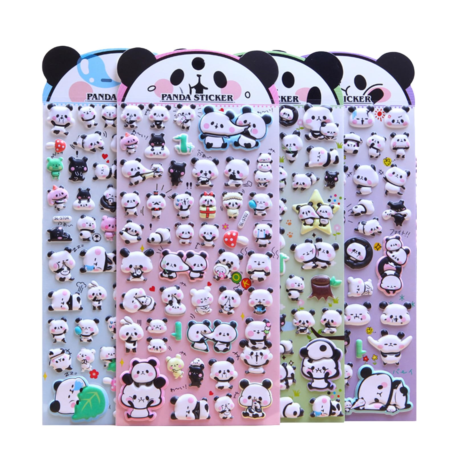 

Mirairo Panda Sticker Set of 4 Cute Panda Design Mochi-Mochi Thick Material Real Photo Notebooks Stationery Craft Supplies Smartphone Decoration DIY