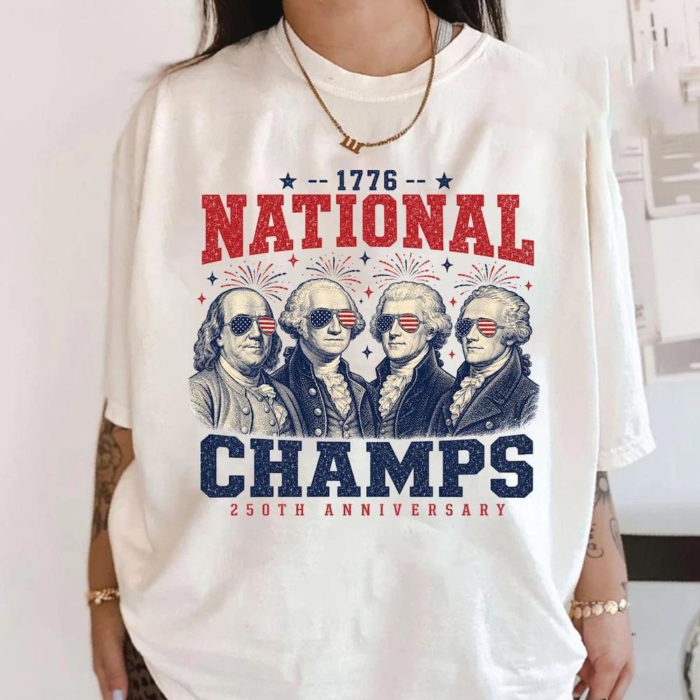 1776 National Champs Vintage Patriotic 250th Anniversary Tshirt S