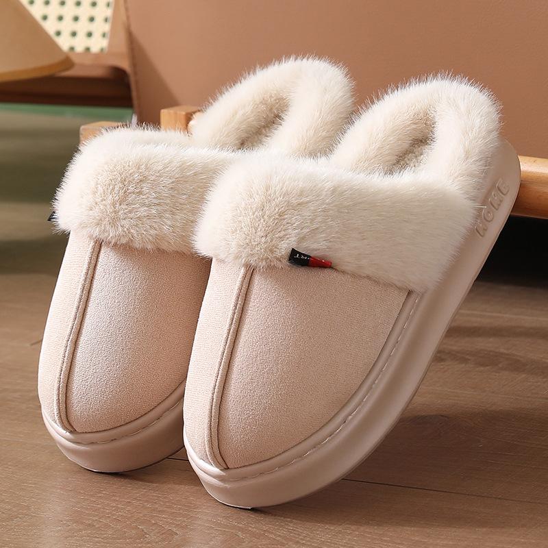 Winter cotton slippers EA thick-bottomed velvet warm home couple comfortable warm feet odorless, fluffy slippers
