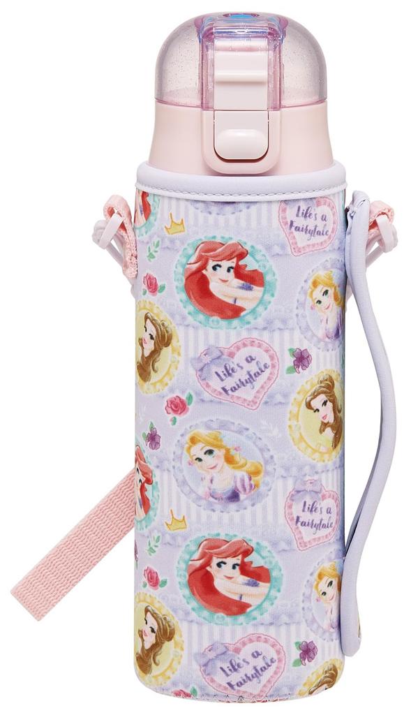 Skater Water Direct with Disney Princess Stainless Sports Kids' Bottle, 470ml, Drink, Cover, Design, Girls, Insulated, Steel, Lightweight, Bottle,