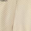 INCERUN Oversized Men Lapel Neck Short Sleeve Texture Buttons Up Casual Shirts