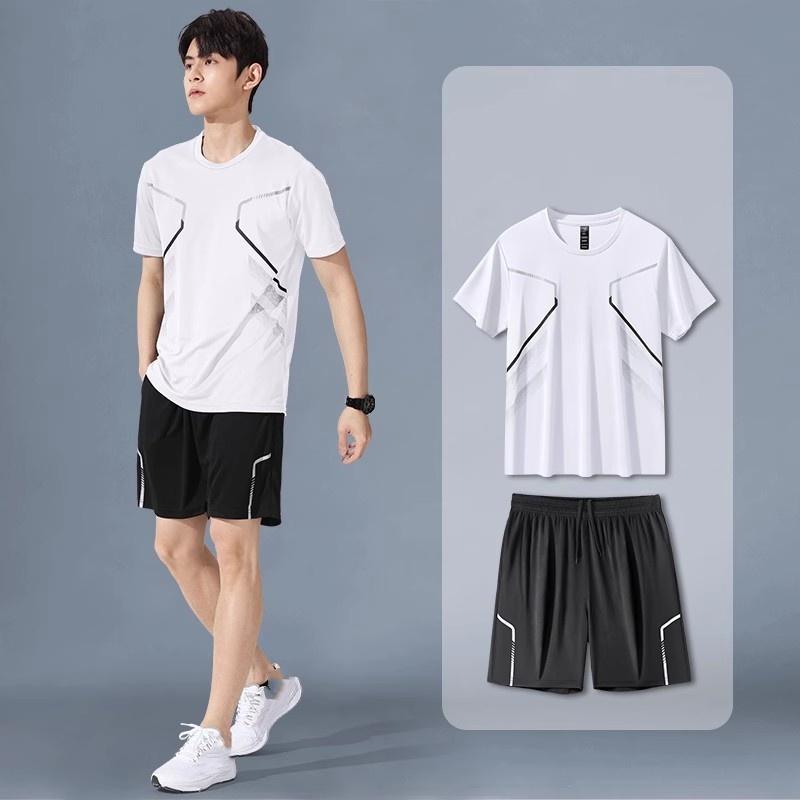

Sportswear Suit Men s Running Short-sleeved Ice Silk Summer Quick-drying Clothes Basketball Clothes Feather Fitness Clothes Shorts S