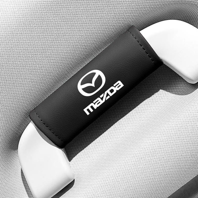 2Pcs Leather Car Door Armrest Cover Roof Handle Covering For Mazda 2 3 6 5 Atenza CX3 CX5 MX5 CX7 Axela CX30 CX90 CX60 CX50 CX9 FF12