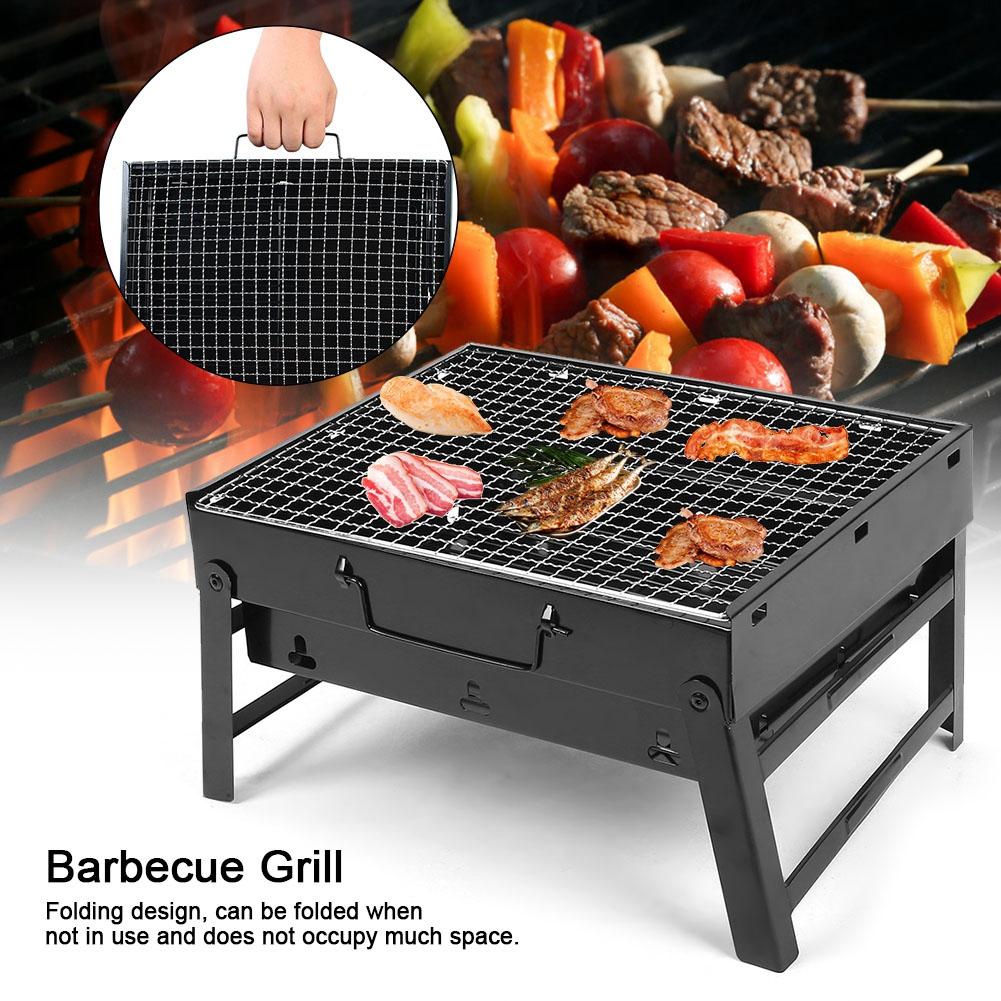 Portable Stainless Steel Folding Barbecue Grill BBQ Charcoal Grill for Camping Outdoor