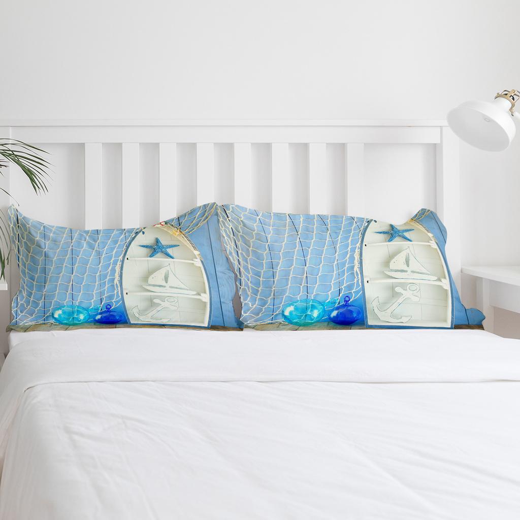 Mediterranean Wooden Boat Bedding Set 3pcs Boys Girls Duvet Cover Pillowcase Kids Adult Quilt Cover Double Bed Set Home Textile