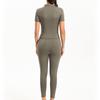 European & American Solid Color Yoga Two-Piece Set: Short Sleeve Top & Nine-Point Pants