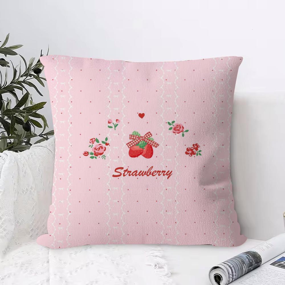 S-Strawberry F-flowers Pillow Case Square Pillow Bedroom Sofa Leisure Comfort Cushion Living Room Home Decoration
