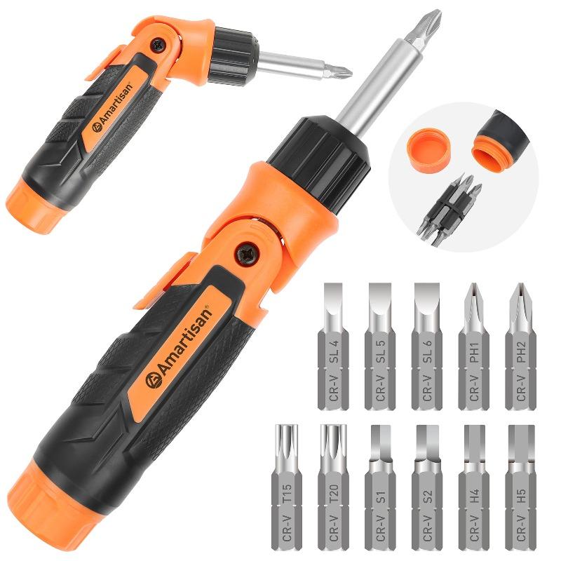 

12-in-1 Multi-Position Ratchet Screwdriver 60° Adjustment Precision Screwdriver Set