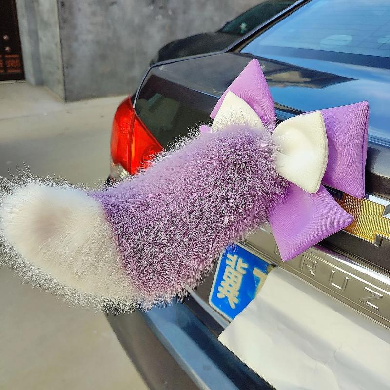 Decorazione Coda Auto Peluche Soffice Fiocco Carino Tocco Morbido Multi Colori Styling Esterno Auto Accessori Auto Per Ragazze