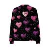 Women's Fashion Short Jacket Casual Long Sleeve Valentine's Day Printed Single Breasted Plush Top