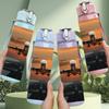 1PC Airplane Sunset Scene 750ml Color Plastic Sports Water Bottle Leakproof Flip Straw Lid Suitable for Sports Office Home Use