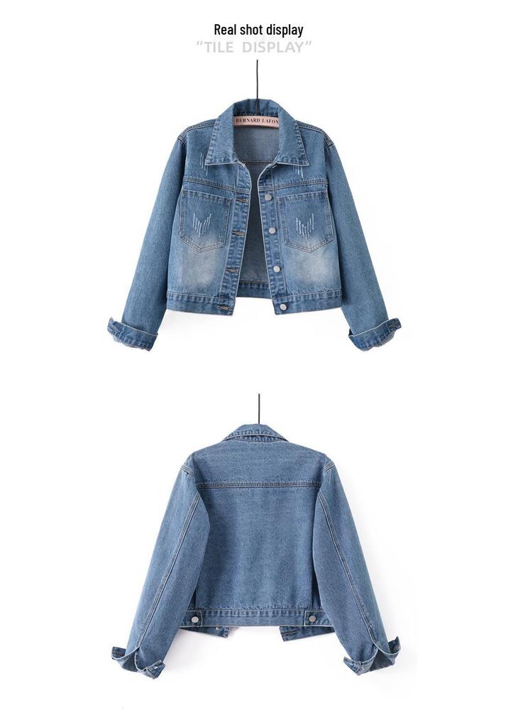 2026 Korean Style Slim Fit Short Denim Jacket for Women - Versatile Casual Spring/Autumn Top