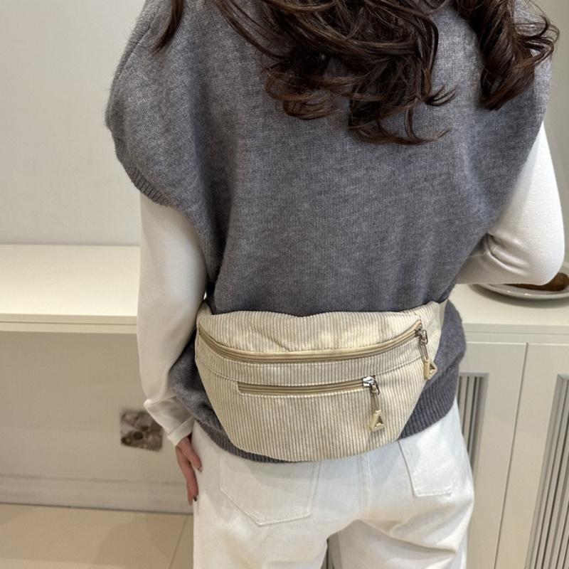 1pc Women's Corduroy Satchel Bag with Adjustable Strap Solid Color Crossbody Backpack Suitable for Travel, School, Zipper Closure Minimalist Handbag