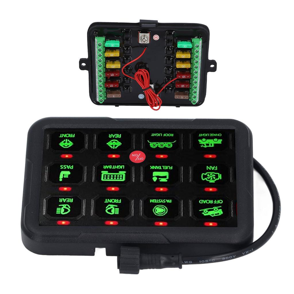 12 Gang Switch Panel Auto Dimmable RGB Circuit Control Relay System for Car Ship LED Light Fan