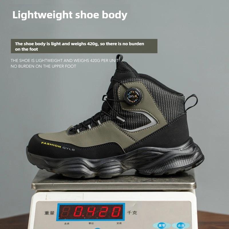 Safety Shoes with Rotary Button Steel Toe Work Boots for Men Lightweight Work Shoes with Protection Anti-stab Work Sneakers