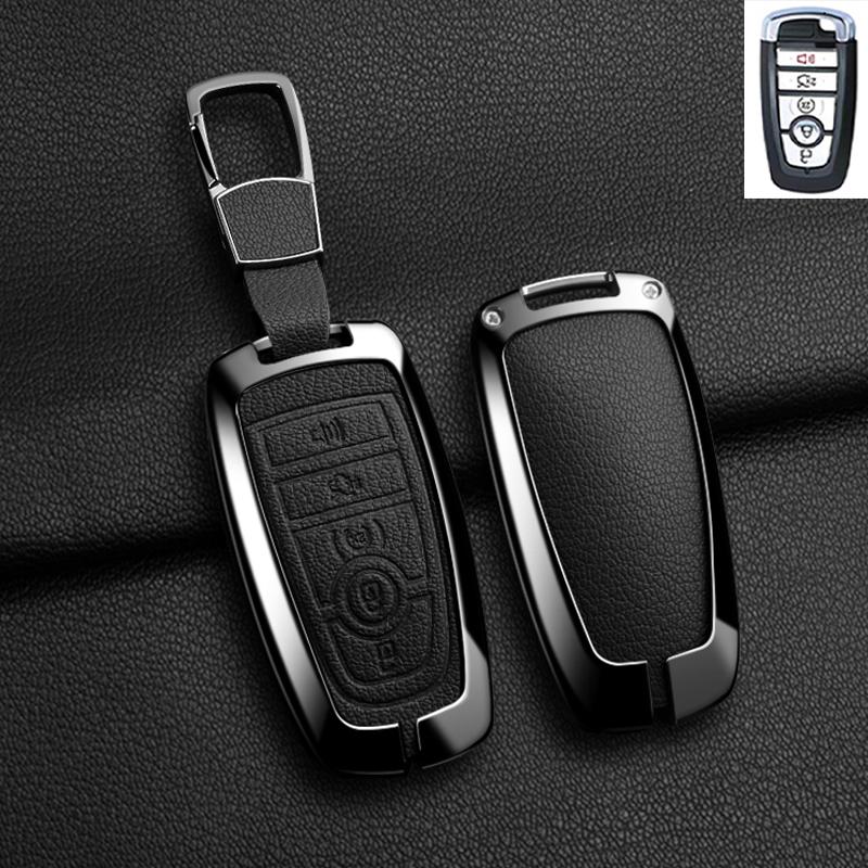 Zinc Alloy Leather For Lincoln Corsair Nautilus Aviator Navigator Continental Car Key Case Shell Keychain Keyring Car Key Cover