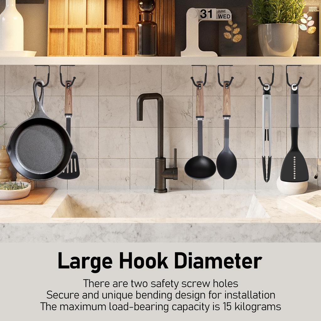 32 Stück Platzsparender Tassenhaken Mehrzweck Eisen Becherhaken Unter Regal mit 2 Schraublöchern für Utensilien Kleidung Hut Tasche und Handtuch