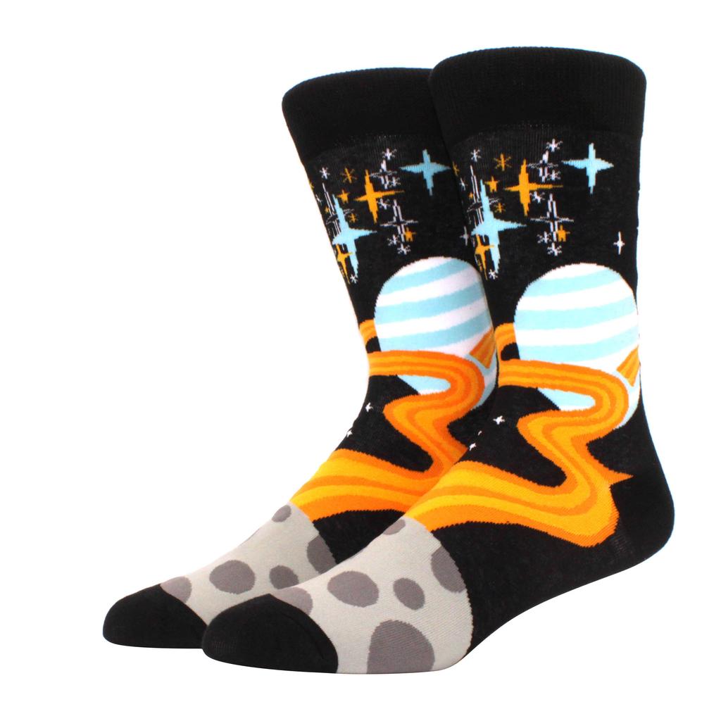 Unisex Malerei Stil Astronaut Mann Socken Baumwolle Harajuku Bunt Vollsocken Damen Weltraum Streetwear 1 Paar Größe 38-46