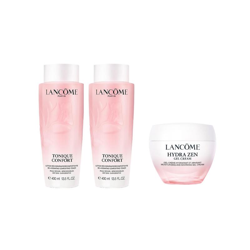 LANCÔME Skin Care Set New Big Pink Gouache Cream Moisturizing Toner Three-piece Set: New Large Powder Water 400ml*2 + New Powder Water Cream 50ml