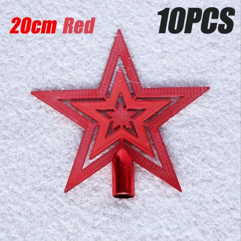 50PCS Christmas Day Christmas Tree Plating Tree Top Star Decoration Gold and Silver Five-Pointed Star Hanging Decoration