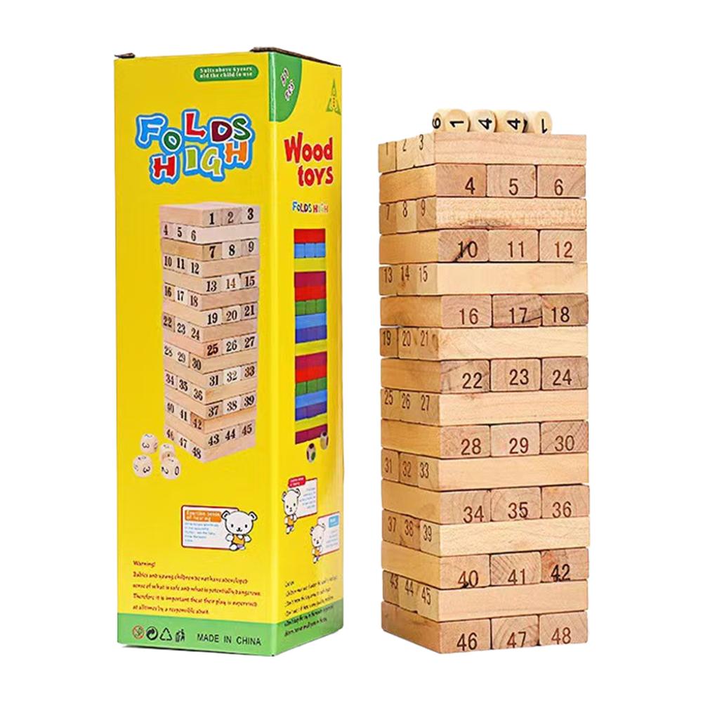 Wooden Pagoda Stacking Game - Parent-Child Bottom Cutting Fun Toy For Desktop High Layers Challenge Adult Interactive Play