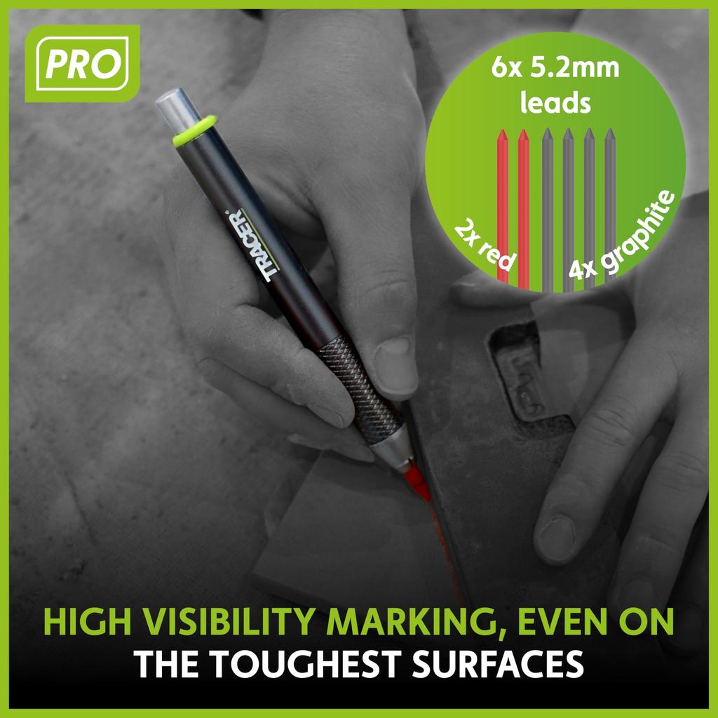 Tracer Pro Series Tough Metal Construction Aluminum Construction Marking Kit with 6 Replacement Lead Packs and Sight Holster Pencil, All-in-One