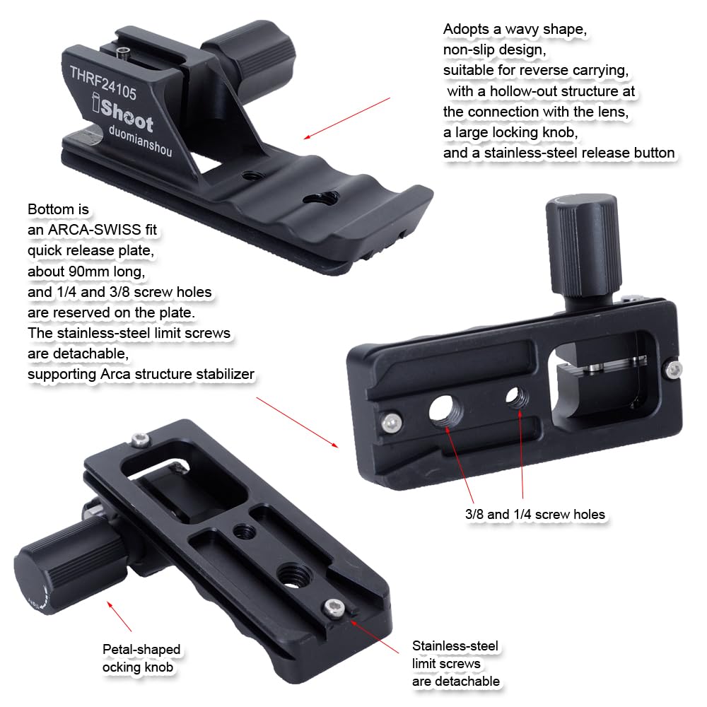 iShoot Camera Ring Tripod Lens Support Collar Compatible with Canon RF L IS USM Z Tripod Mount Ring Lens Bracket Collar Tripod Socket Compatible with