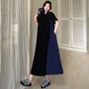 DIMANAF 2025 Summer Plus Size Dress Women Vintage Dress Basic Long Elegant Loose Casual New Dress