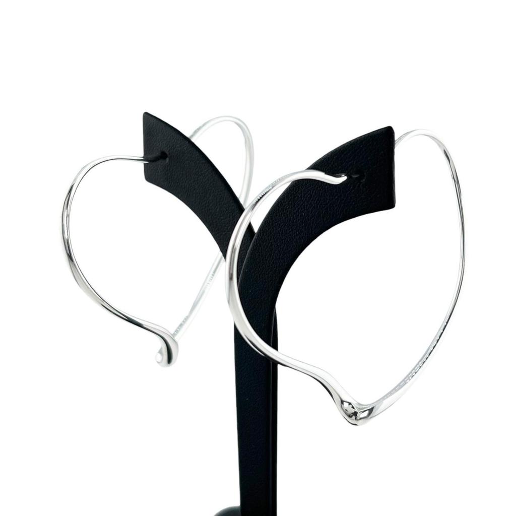 Great TIFFANY&Co. Pierce Open Heart Hoop Pierce Silver AG925 Women Used
