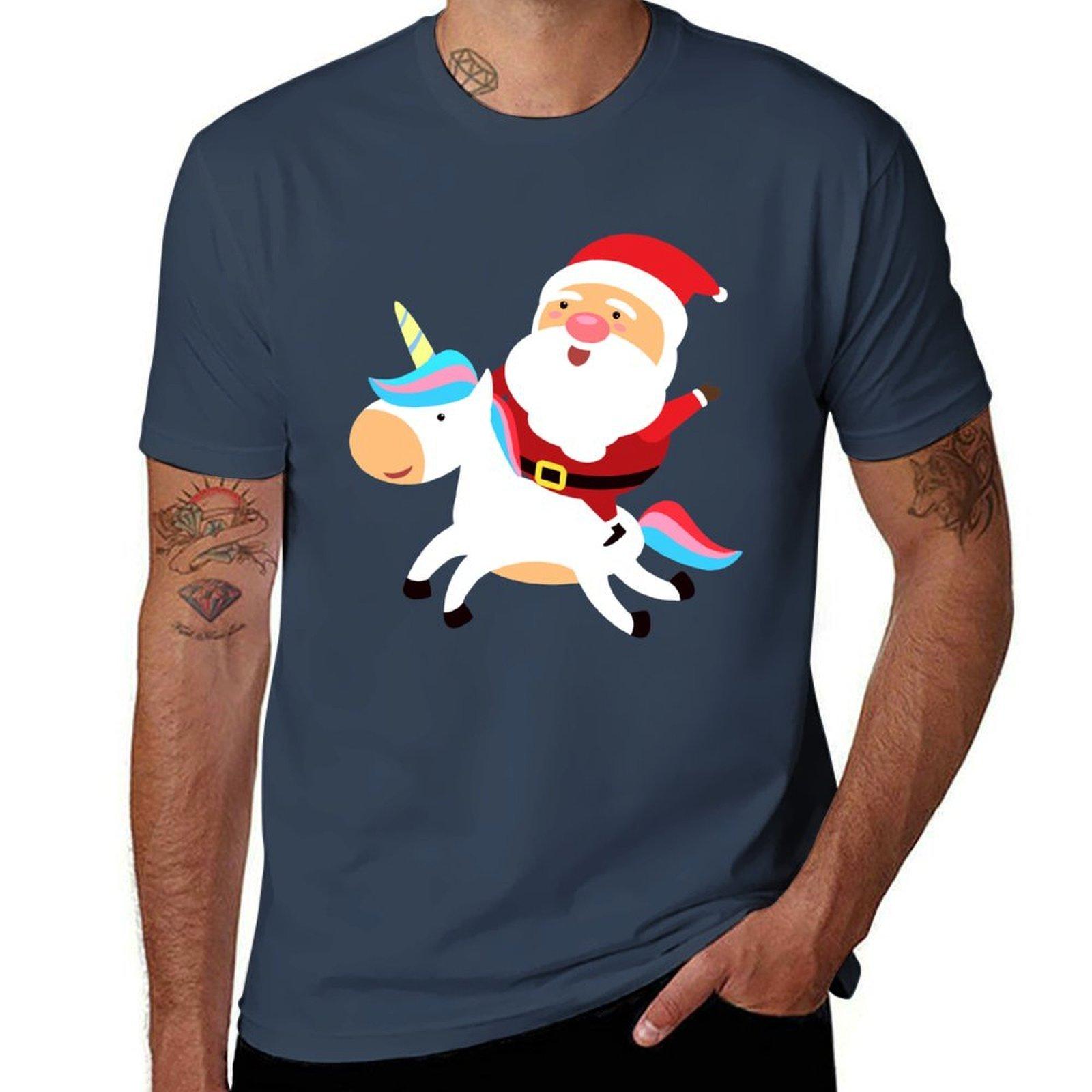 Santa Riding On Unicorn Tshirt Dry Fit Running Short Sleeve Top S
