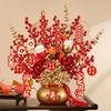 Family Red Wealth Decoration, Gold Artificial Plant and Fruit, Eucalyptus Leaves, Spring Festival Decoration, Flower Arrangement