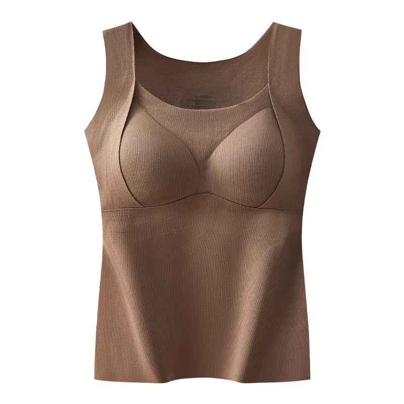 Women's Plus Size Velvet Warm Vest with Chest Pads - Autumn/Winter Cashmere Silk Base Shirt