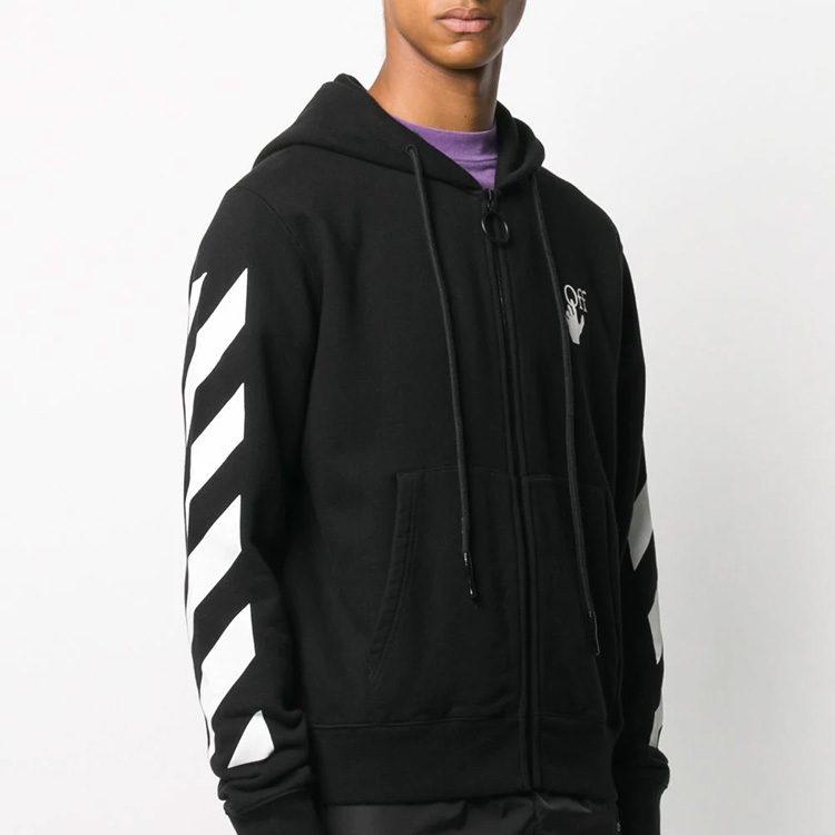 OFF WHITE Felpa con zip e cappuccio Slim Fit Arrows Diag OMBE001F20FLE0071001